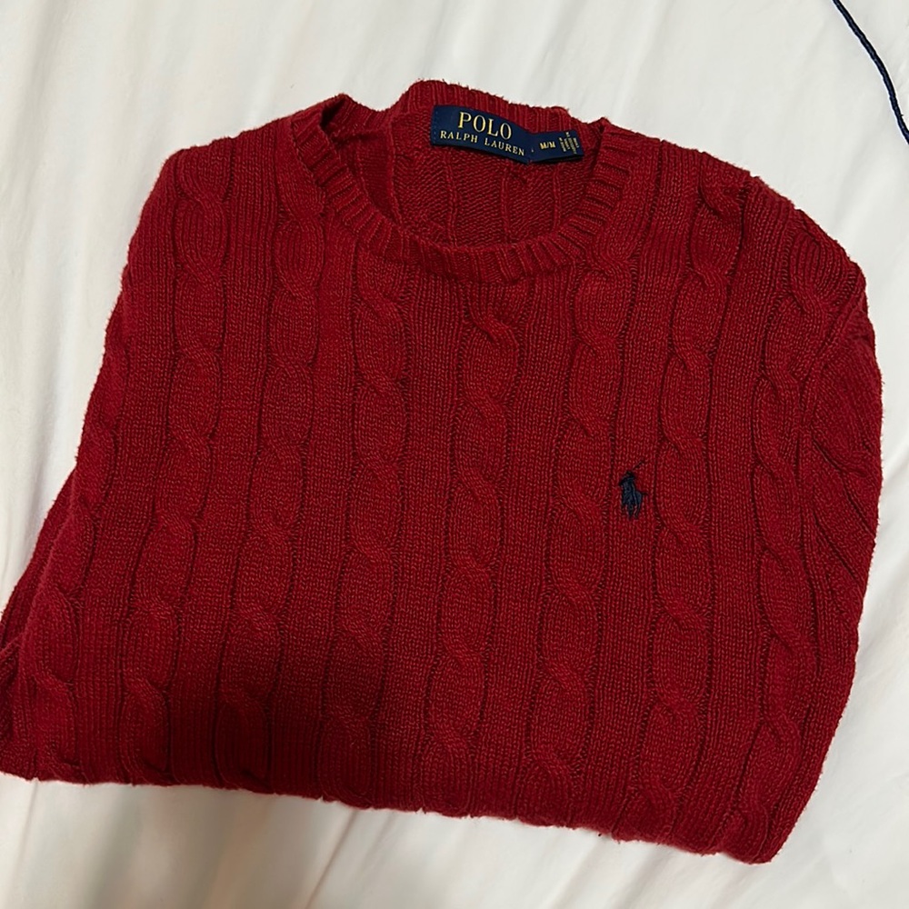 Polo by Ralph Lauren Red Cable Knit Sweater - M